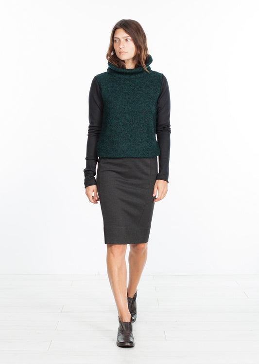Boucle Turtle Neck in Green/Black - Dup