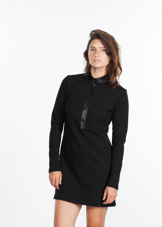 Fleece Jersey Dress in Black Bis2
