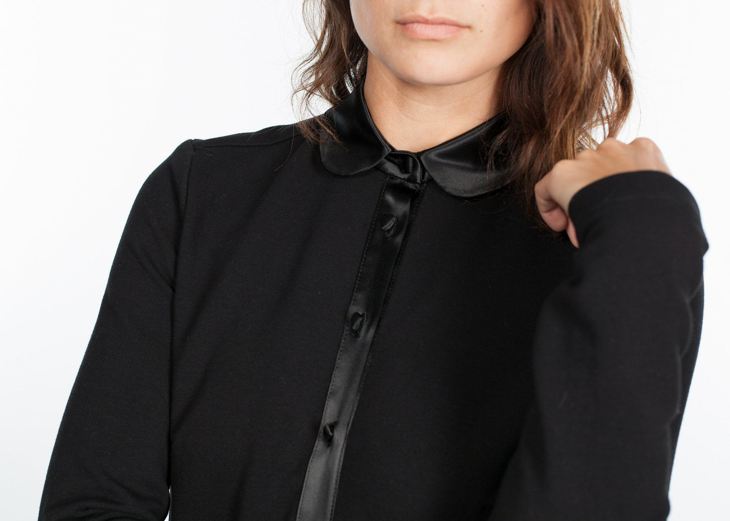 Fleece Jersey Dress in Black Bis2