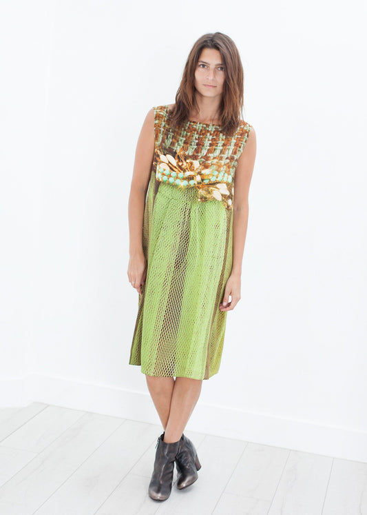 Silk Shift in Tweed and Net Bis2